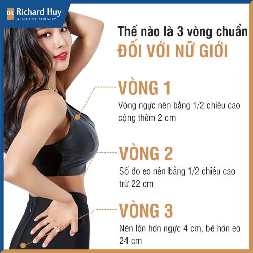 Cách xác định 3 vòng chuẩn đối với nữ giới 