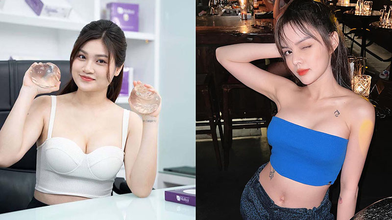 Hot tiktoker Chi Doi and Fansie have plump, attractive busts after breast augmentation "As light as air"