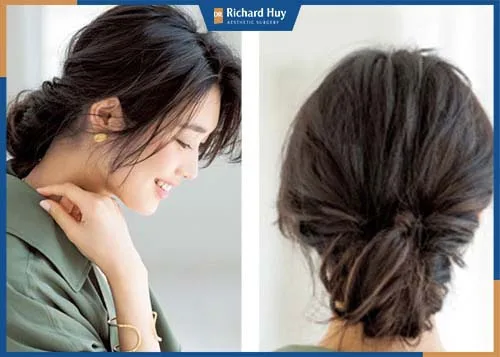 Kiểu tóc phồng búi ngược tạo điểm nhấn giúp che khuyết điểm cằm ngắn Kiểu tóc phồng búi ngược tạo điểm nhấn giúp che khuyết điểm cằm ngắn