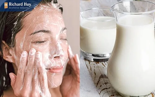 Rửa mặt với sữa tươi không đường để trê hóa da